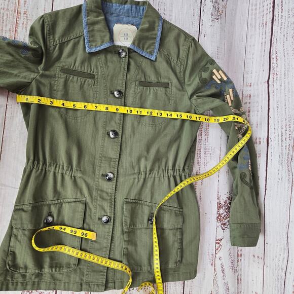 HEI Adventurer Womens Button Shirt Coat XS Button Embroider Studded Boho Indie - Picture 9 of 12